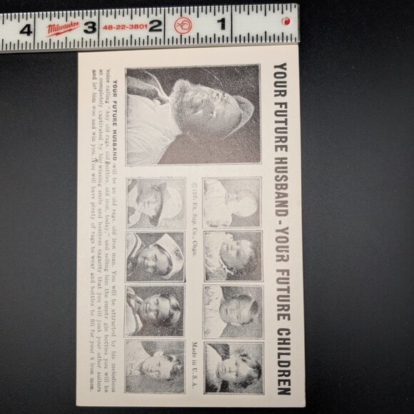 1935 Your Future Husband Your Future Children Fortune Telling Arcade Card, Humor - Picture 2 of 3